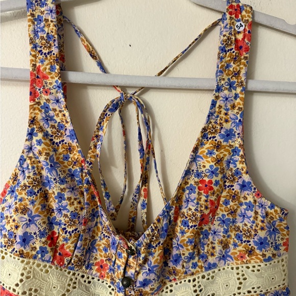 NWT Free People Kiana Lace Printed Tank, color multi floral, size S - Picture 3 of 15